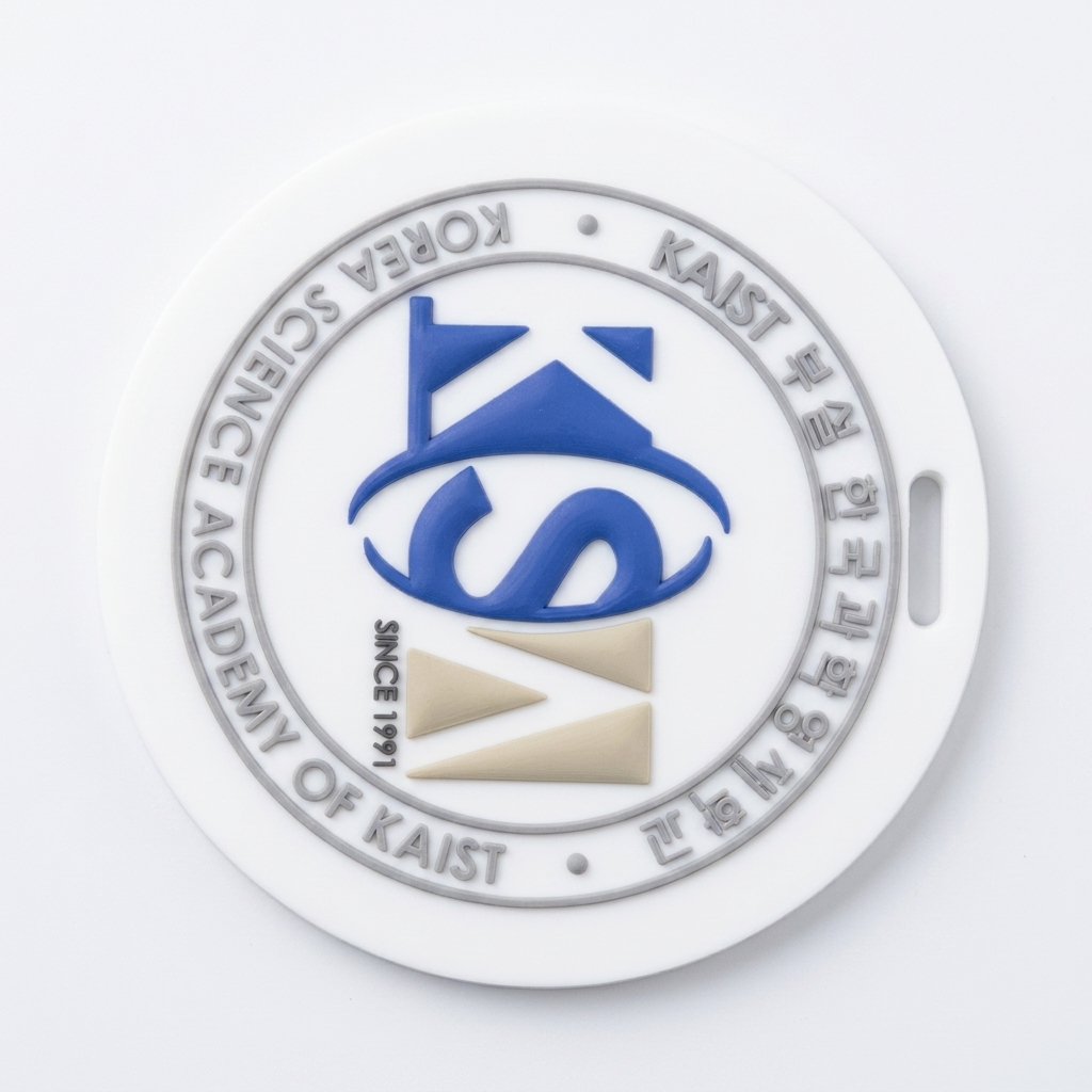 PVC 네임택 씰 원형 블루 엠블럼 앞면 — 관공서·공공기관 기념품